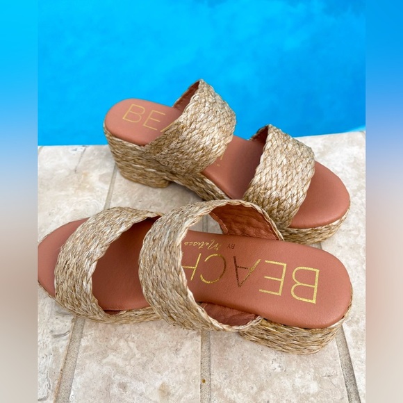 NIB Matisse Ocean Ave Raffia Platform Slides- Still in stores - Picture 4 of 6